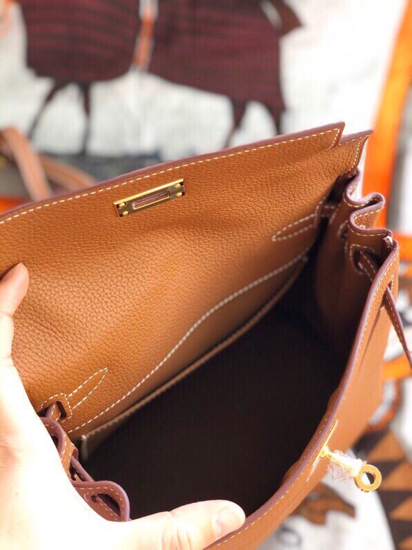 Hermes Kelly Ado Backpack In Brown Clemence Leather